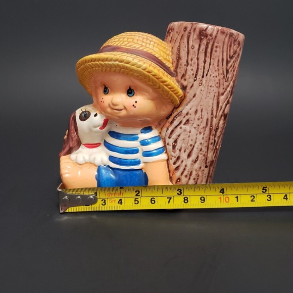 J.S.N.Y Boy Dog Tree 1970ish Figurine Bud Vase ( 4" × 2.25" × 3.75" ) - Picture 11 of 11